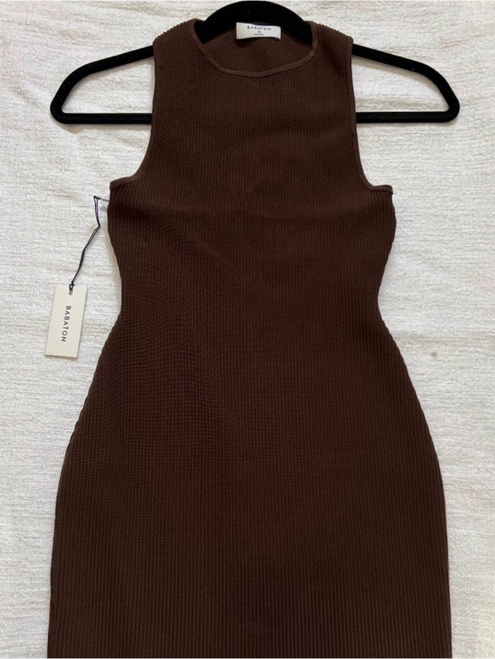 NWT Aritzia Babaton Chocolate Brown Ribbed Tank Mini Dress